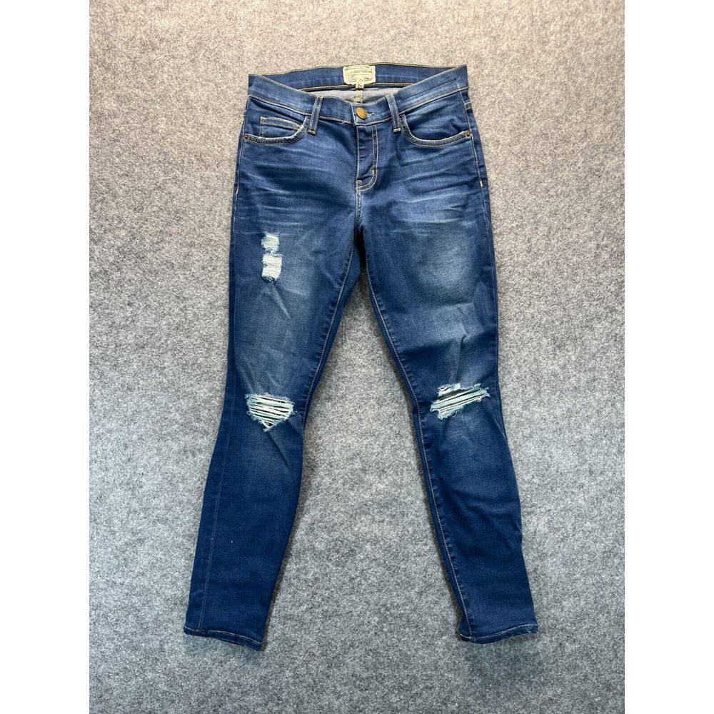 Current Elliott Jeans Women's 27 Skinny Distressed Stretch Medium Blue Denim